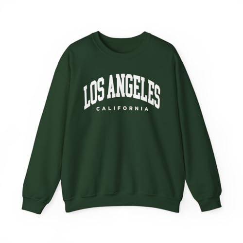CUSTOMI Los Angeles California Adult Unisex Crewneck Sweatshirt, Forest Green, L