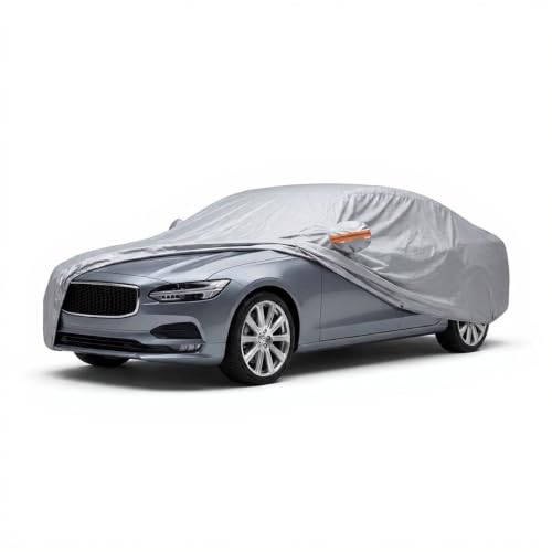 Image of myTVS 100% Waterproof Car Body Cover for Volvo S90 - Custom-Fit, Double-Layer, UV & Dust Proof, Mirror Pockets & Elastic Clip Lock (CSK 10B)