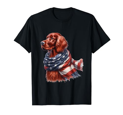 Irish Setter American Flag Patriotic Irish Setter Dog Lover T-Shirt
