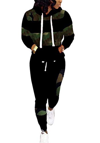 Lucuna Sweat Suit for Women 2 Piece Set Fall Oufits Pullover Hoodie Jogger Sweatpants Tracksuit Jogging Suits