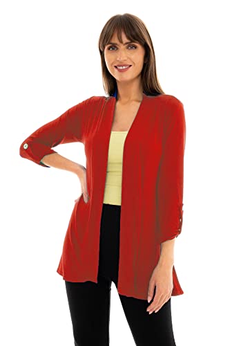 Image of Loxdonz Women's Open Front Cardigans Casual 3 /4 Sleeve Cardigan Soft Lightweight Top