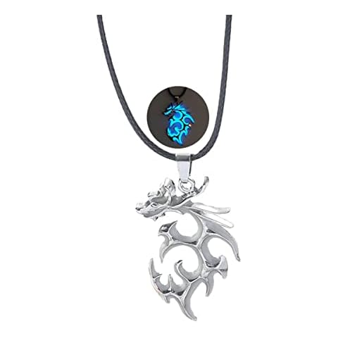 ZMJK Luminous Dragon Pendant Necklace Jewelry Fluorescent Flying Dragon Necklace for Woman (Blue01) Cover