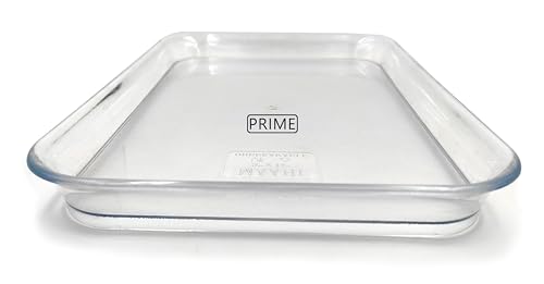 Prime Bakers and Moylders Multipurpose Unbreakable Plastic Serving Tray for Kitchen, Glass Tray Dining Serving Plate (14x10 Inch Round Corners)