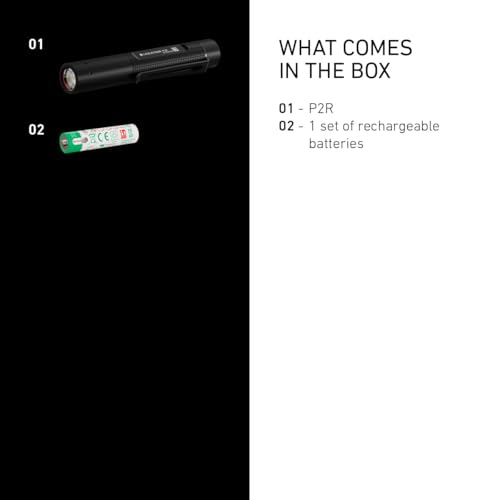 Ledlenser P2R Pen Flashlight, Compact Micro Pen Work Light, Great for Trades and Emergency Workers, Advanced Focus System, Up to 200 Lumens, 3 Brightness Levels, Recycled Aluminum, Rechargeable USB-C