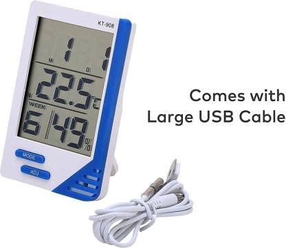 Image of MCP Helathcare Digital Room Temperature Meter LED Display With Multi Function & Probe Sensor Thermometer (White)
