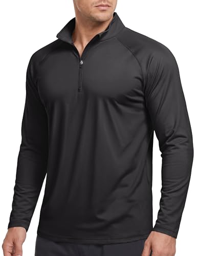 CRYSULLY Men's Sun Protection T Shirt 1 4 Zip Long Sleeve Fishing Rash Guard Performance Pullover...