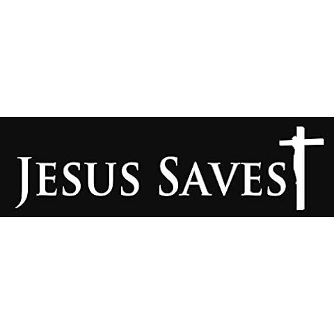 HZ Graphics Jesus Saves Bible Religious Vinyl Decal Wall Laptop Car Bumper Sticker 5" Cover
