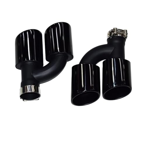 Image of Glymzoi Car Tailpipe 2pcs/set Dual Out Stainless Steel Car Rear Exhaust For Pipe For Audi A4 A5 A6 A7 S4 S5 S6 S7 60mm For Nozzle(Black)