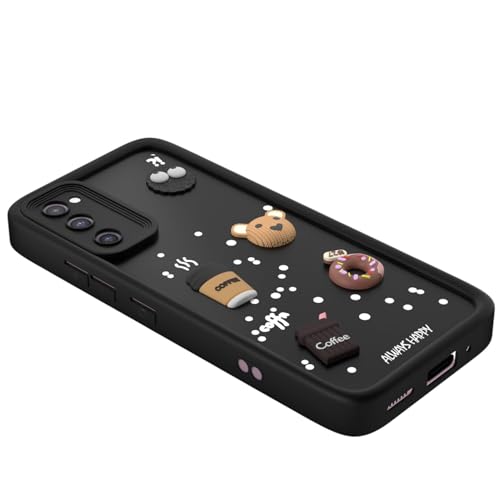 Image of Bintage Cute Fun Taddy| 3D Ball Bear| Donut| Coffee Rubber Case Camera Protection Back Cover Compatible for Samsung Galaxy S20 FE 5G - Black