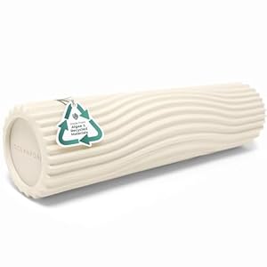 Oceanfoam Tidal Roller – Natural – Muscle Massage Foam Roller for Back Pain & Stretching – Firm and Ergonomic Wide Wave Textured – Yoga, Athletics, & Wellness – Full Size, 20″ x 5″
