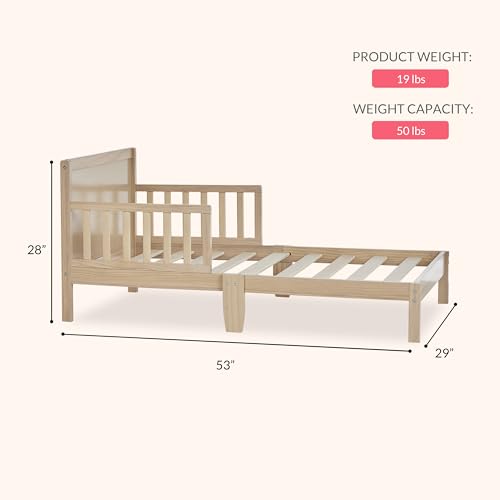 image for Dream On Me Brookside Wooden Toddler Bed in Vintage White Oak, Greengu
