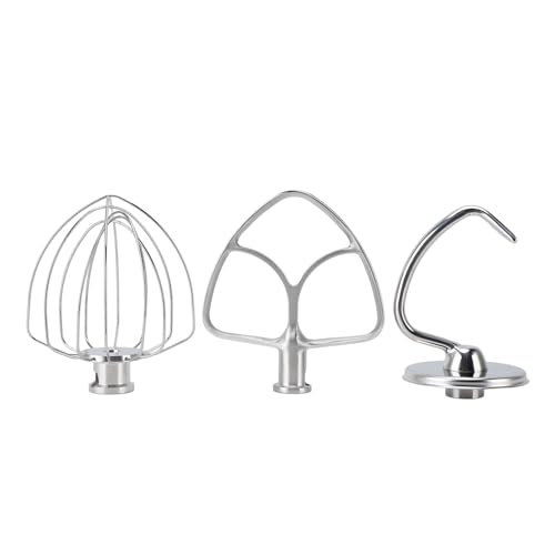 Wangcmcol Accesorios para batidoras de pie, gancho para masa, batidor plano, batidor de alambre, para, juego de accesorios para mezclar de 3 piezas, compatible con la mayoría de