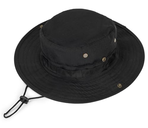 Image of Wide Brim Sun Boonie Hat with Uv Protection for Women Men Safari Military Beach Costume Oufits