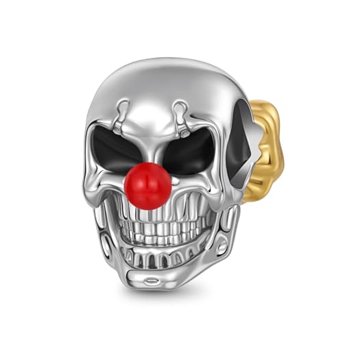 Image of GNOCE Skull Pendant Charm Silver Dangle Charms Bead fit Bracelet /Necklace Jewelry Gift for Women Men