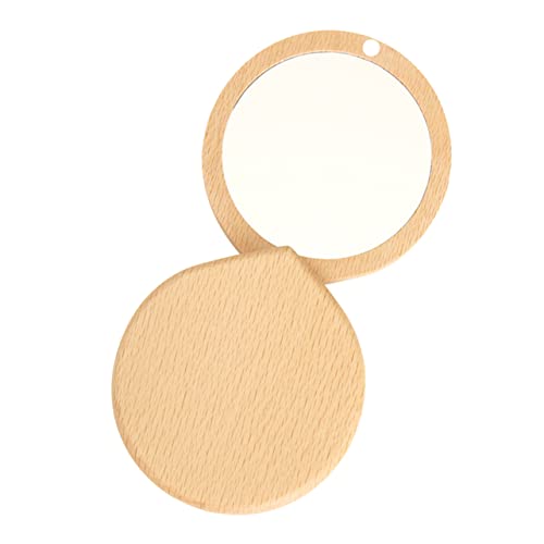 FRCOLOR 3pcs espejo cosmético pequeño portátil de madera miniatura 6