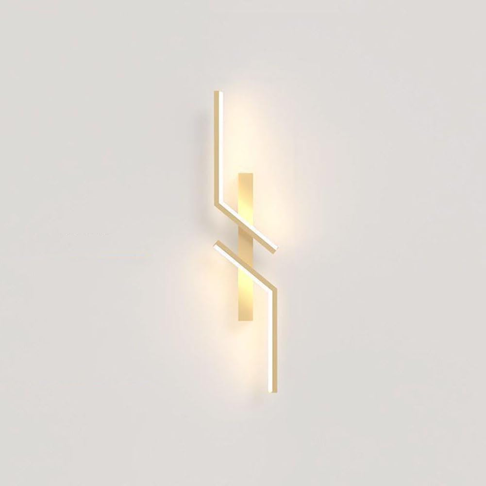 LED Akku Innen Wandleuchte mit Schalter 3 Farbtemperatur Wandlampe Batteriebetrieben Wandbeleuchtung Lange Acryl Eisen Bettleuchte Drahtlos Aufladbar Nachttischlampe für Wohnzimmer,Gold,60CM