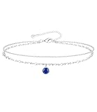 Avotto S925 Sterling Silver Anklets for Women Waterproof Birthstone Pandent Women's Anklets Adjustable Silver Anklet Jewelry Gift for Women