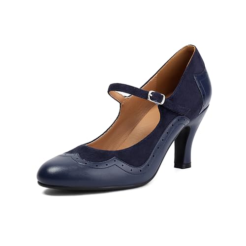 Women's Mary Jane Wingtip Rockability Close Round Toe Vintage 1950s Heels Oxford 1930s Ankle Straps Retro 1920s Victorian Pumps Shoes