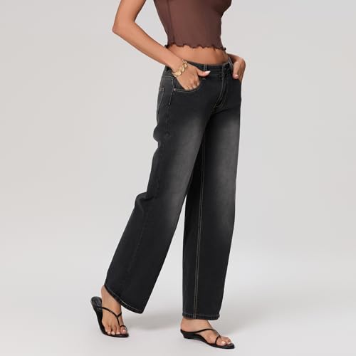 Women's Wide Leg Boyfriend Denim Pants Straight Low Rise Baggy Casual Loose Jeans Streetwear Trousers Outfits2