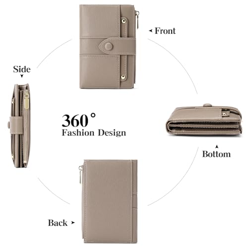 GAEKEAO Wallet for Women Leather RFID Blocking Credit Card Holder Bifold Clutch Wallets for Women Zipper Coin with Removable ID Window 5
