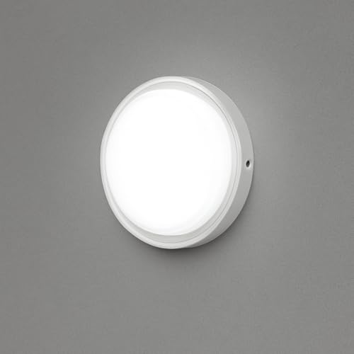 Braytron LED Wandleuchte Deckenleuchte mit Bewegungsmelder – 18W, IP65 – 3in1 Lichtfarbe (3000K/4000K/6500K) – Mikrowellen-Sensor – Außen- & Innenleuchte für Wand & Decke – rund, Ø 22 cm – Weiß