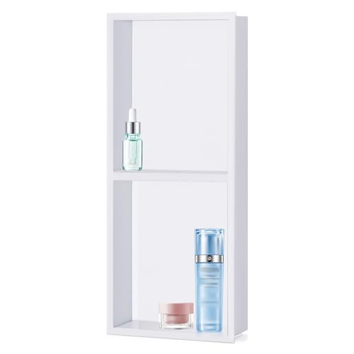 Niche de douche 32 x 32 cm rangement mural encastrable sans carrelage blanc