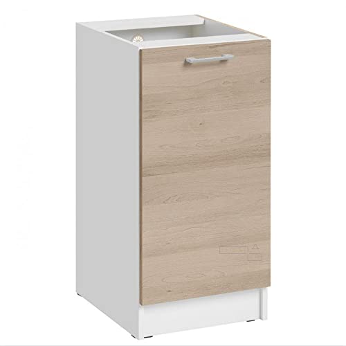 Cuisineandcie - Meuble Cuisine Bas ECO Chêne Naturel 1 Porte L 40 cm + 1 étagère - Meuble Bas Cuisine Rangement, Meuble Cuisine, Placard Cuisine Bas