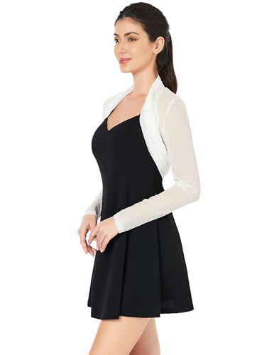 AmélieBoutik Women Ruched Long Sleeve Bolero Cropped Sheer Shrug Open Front Cardigan Lightweight Knit2