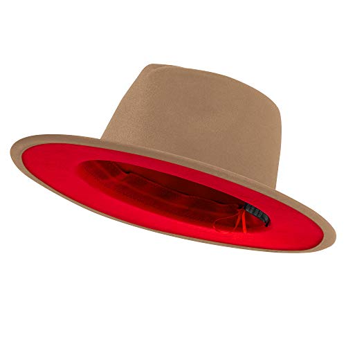 Image of jingsha Fedora Hats for Men & Women Wide Brim Fedora Felt Panama Hat Men's Dress Hats with Belt Buckle