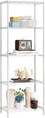 HOME BI 5-Tier Wire Shelving, Unit Metal Organizer Storage Shelve Wire Rack, Garage Shelving,Perfect for Pantry Closet Kitchen Laundry Organization (5 Tiers-53.5cm, Black)