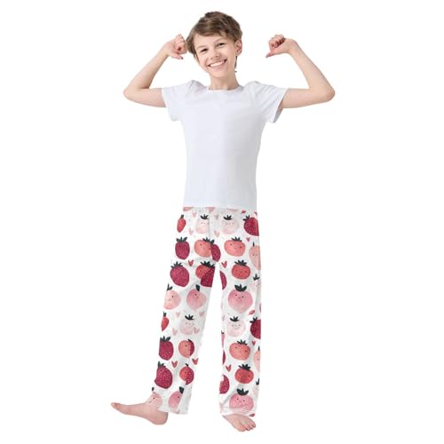 Pattern Of Strawberries Pajama Pants Soft PJ Bottoms Lounge Pants for Sleepwear Sport Size 6–14 Years3