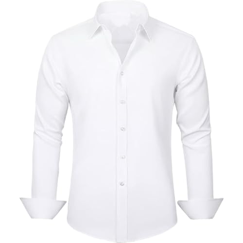 Men's Wrinkle Free Dress Shirts Long Sleeve Stretch Button Down Shirt Casual Regular Fit Formal Business Shirts