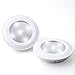 LED Tap Lights Stick On Push Lights Battery Powered Puck Lights for Closets, Cabinets, Counters (2 Pack, White)