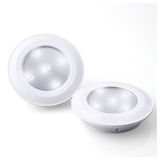 LED Tap Lights Stick On Push Lights Battery Powered Puck Lights for Closets, Cabinets, Counters (2 Pack, White)