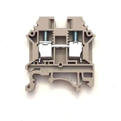 DIN Rail Terminal Block International Connector DK6N Dinkle Screw Type UL 600V 50A 8-20AWG (20, Beige, 8AWG) Cover