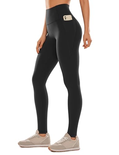 CRZ YOGA Butterluxe Workout Leggings Pockets 31" - High Waisted Athletic Gym Womens Yoga Pants for Tall Women Black Large