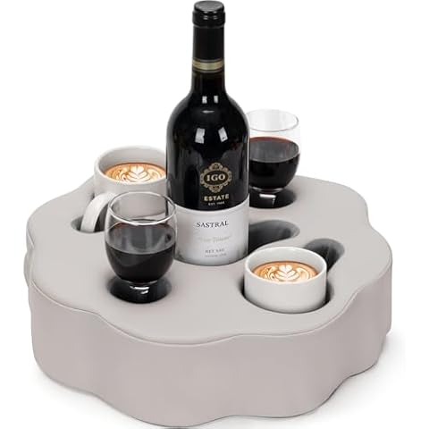 IGOHEALS Couch Cup Holder Pillow - Couch Drink Holder Sofa Cup Holder Couch Caddy for Drinks Remotes, Phones, Snacks, Use it on Bed, Car, Pack, Picnic, Beach, RV (PU Grey) Cover