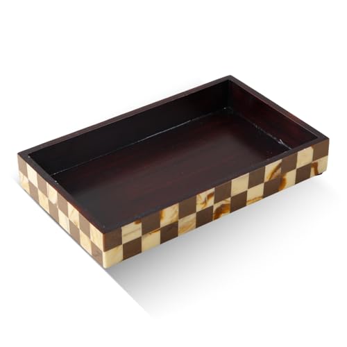 Handicrafts Home Resin Inlay Brown Decorative Organizer Vanity Tray, 10x6