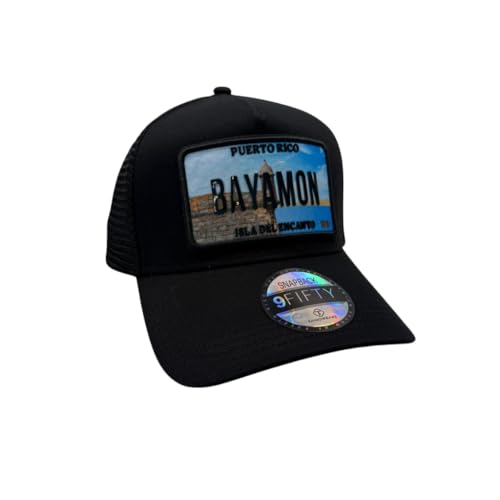 Bayamon Puerto Rico Trucker Hat | Exclusive Curved Snapback with Town Plate Patch | Morro, Beach & Flag Design