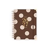 Agenda Charuca 26-27 Académica VISTA SEMANAL - Tapa Dura con Detalles Dorados, Tamaño MEDIANA - Incluye BOLSA de Tela PROTECTORA y Marcapáginas - Hecho en España. (CHOCOLATE LOVE)