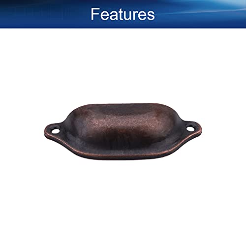 Yinpecly Retro Cup Pulls Iron Shell Pull Handles Red Copper Tone For Vintage Dresser Kitchen Cabinet Drawer Closet Door 3.26" Length 3.85" Width 1Pcs #TOP2