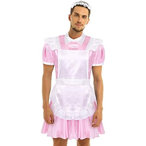 Alvivi Herren Zimmermädchen Kostüm Dienstmädchen Cosplay Männerkostüm Maid Kostüm Hausmädchen Lolita Männer Sissy Cosplay Verkleidung A Rosa C XXL Cover