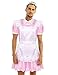 iEFiEL Uniforme Maid Sissy Sexy Uomo Costume Cameriera Francese Addio al Celibato Divertenti Travestimenti Vestito in Raso+Grembiule Bianco+Fascia per Cappelli Rosa Nero Rosa L