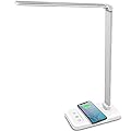 MCHATTE LED Desk Lamp with USB Charging Port, Dimmable Eye-Caring Table Lamps with Wireless Charger, 5 Brightness Levels & 5 Lighting Modes, Touch Control, Auto Timer