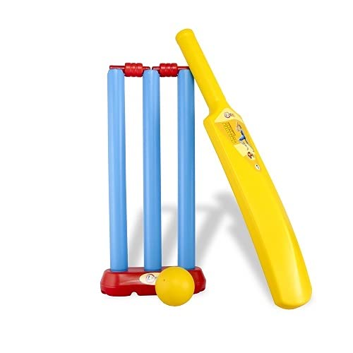 NAVRANGI_ Cricket Kit Set of 3 Stumps with Bail, 1 Bat and 1 Ball Combo Set for Kids (Yellow) (B09B2DFKZF) Amazon Price History, Amazon Price Tracker