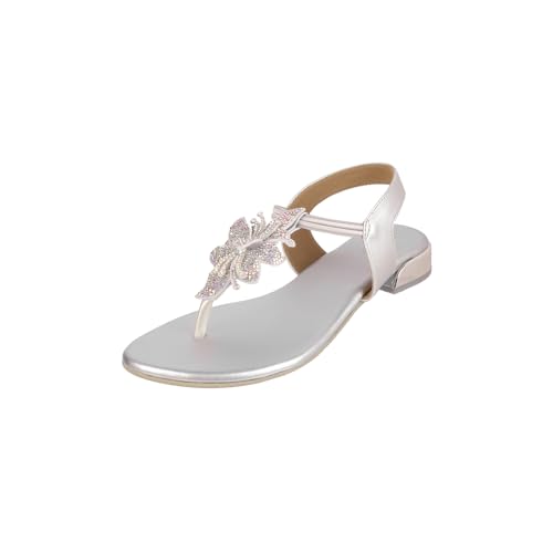 Image of Metro Women Synthetic Floral Embellished Flat Sandal