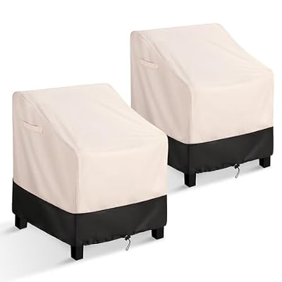 BOLTLINK Patio Furniture Covers Waterproof for Chairs, Heavy Duty Outdoor Lawn Chair Covers 2 Pack Fits up to 29W x 30D x 36H inches, White & Black
