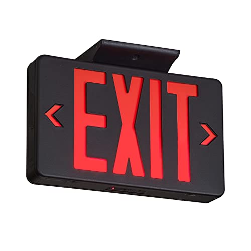 TANLUX Red Exit Sign with Black Housing, LED Emergency Exit Light with Battery Backup, UL Listed, Hardwired Exit Signs with Emergency Lights, Commercial Emergency Lights for Business - 1 Pack by TANLUX - Used condition - US$17.29