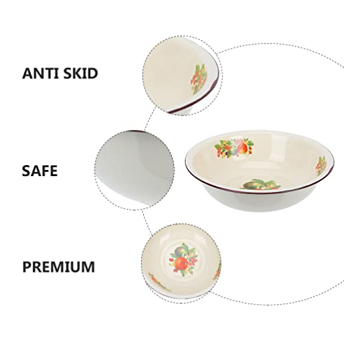 DOITOOL-Enamel-Food-Mixing-Bowl-Tableware-Vintage-Enamelware-Basin-Enamel-Fruit-Serving-Bowl-Enamelware-Plate-Enamel-Plate-Serving-Dish-Country-Primitive-Kitchen-Table-Centerpiece-Decoration DOITOOL Enamel Food Mixing Bowl Tableware Vintage Enamelware Basin Enamel Fruit Serving Bowl Enamelware Plate Enamel Plate Serving Dish Country Primitive Kitchen Table Centerpiece Decoration