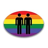 LGBT 2 Males Oval Car Magnet Decal Heavy Duty Waterproof